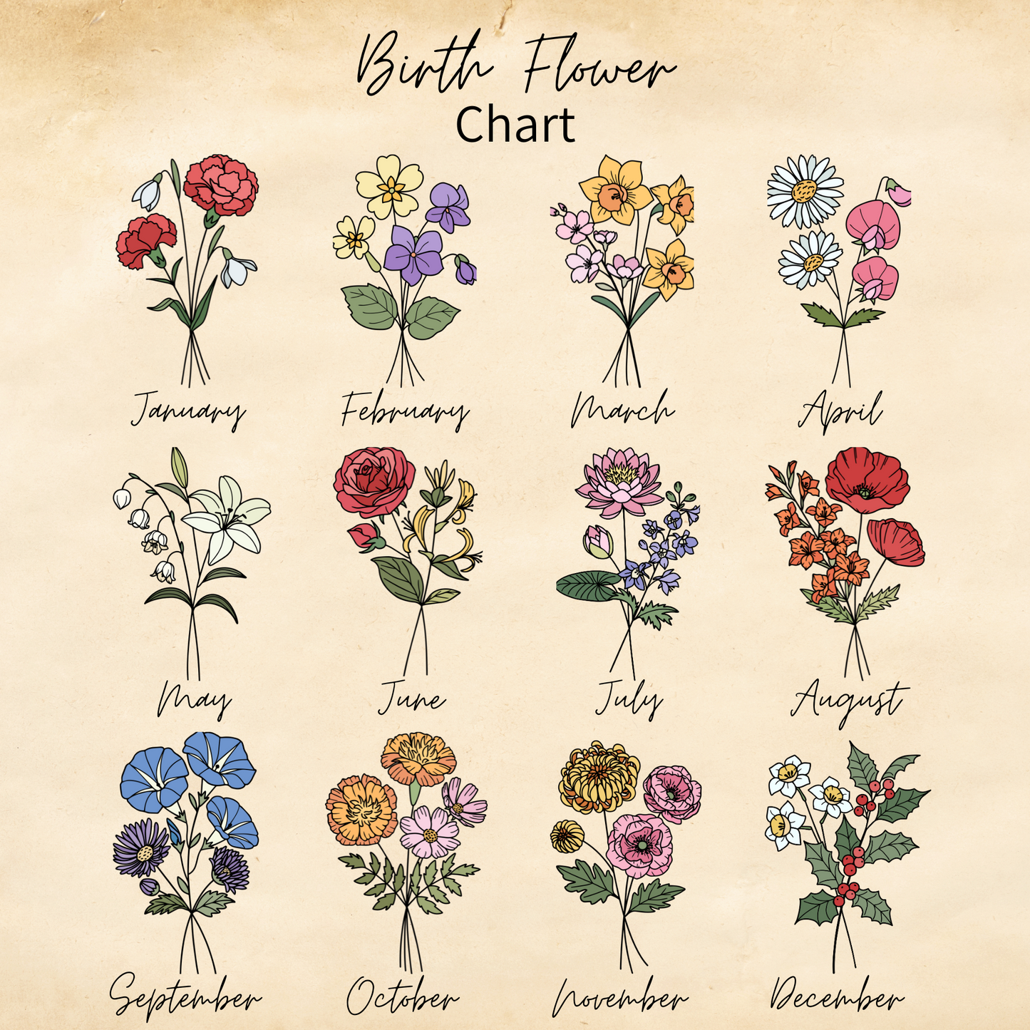 Custom Birth Month Flower T-Shirt