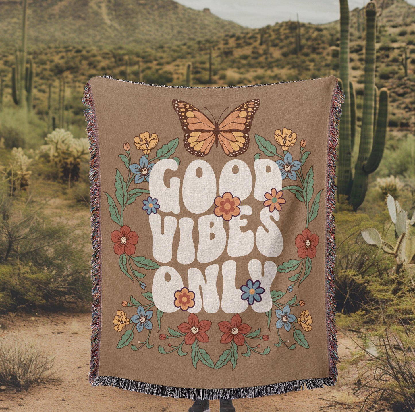 Good Vibes Only Cotton Throw Blanket