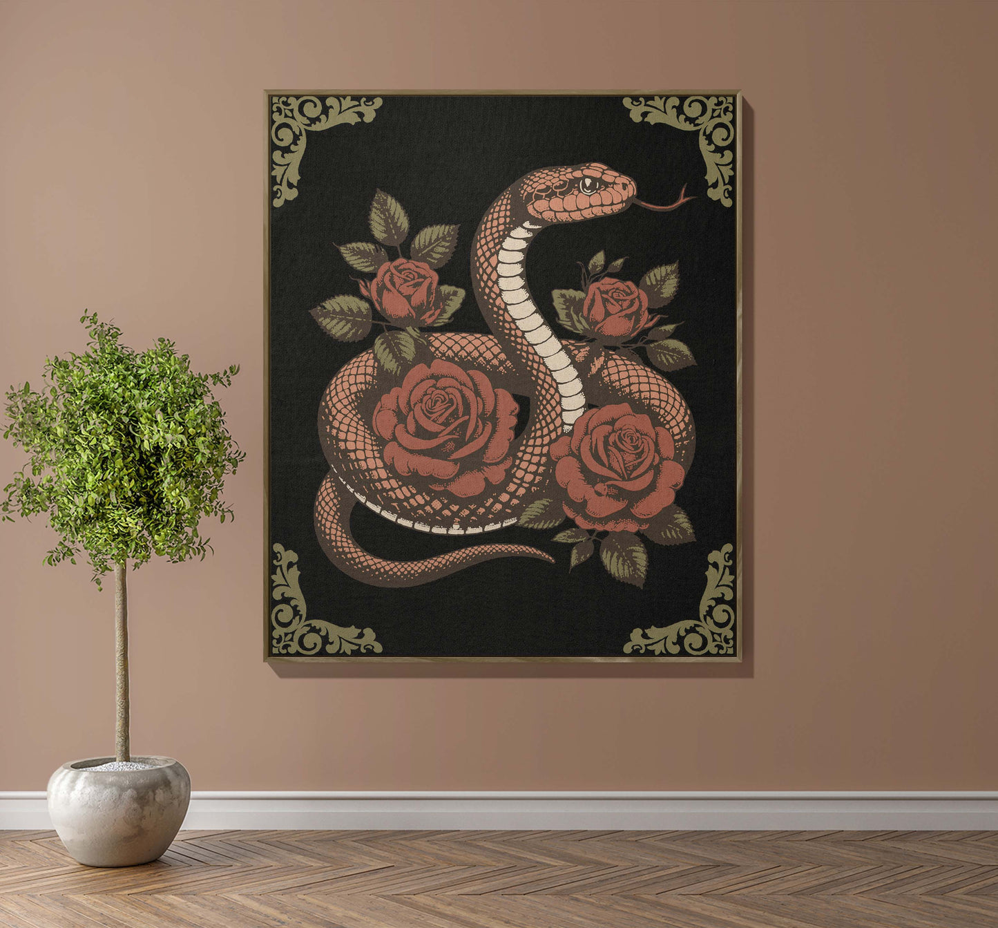 Floral Vintage Snake Woven Blanket