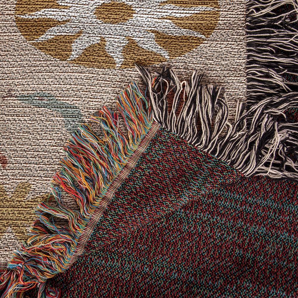 Spiritual Pattern Fringed Woven Blanket