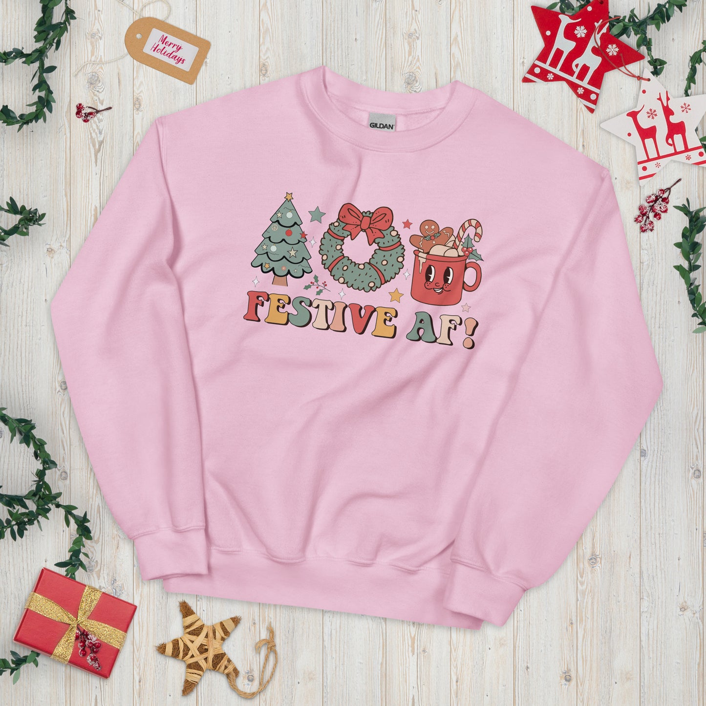 Festive AF Retro Christmas Sweatshirt