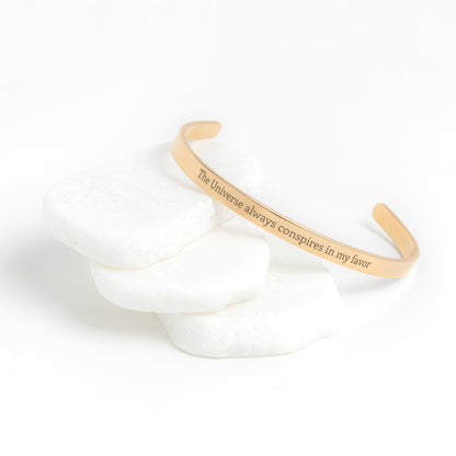 Personalized Cuff Bracelet -  The Universe always conspires in my favor