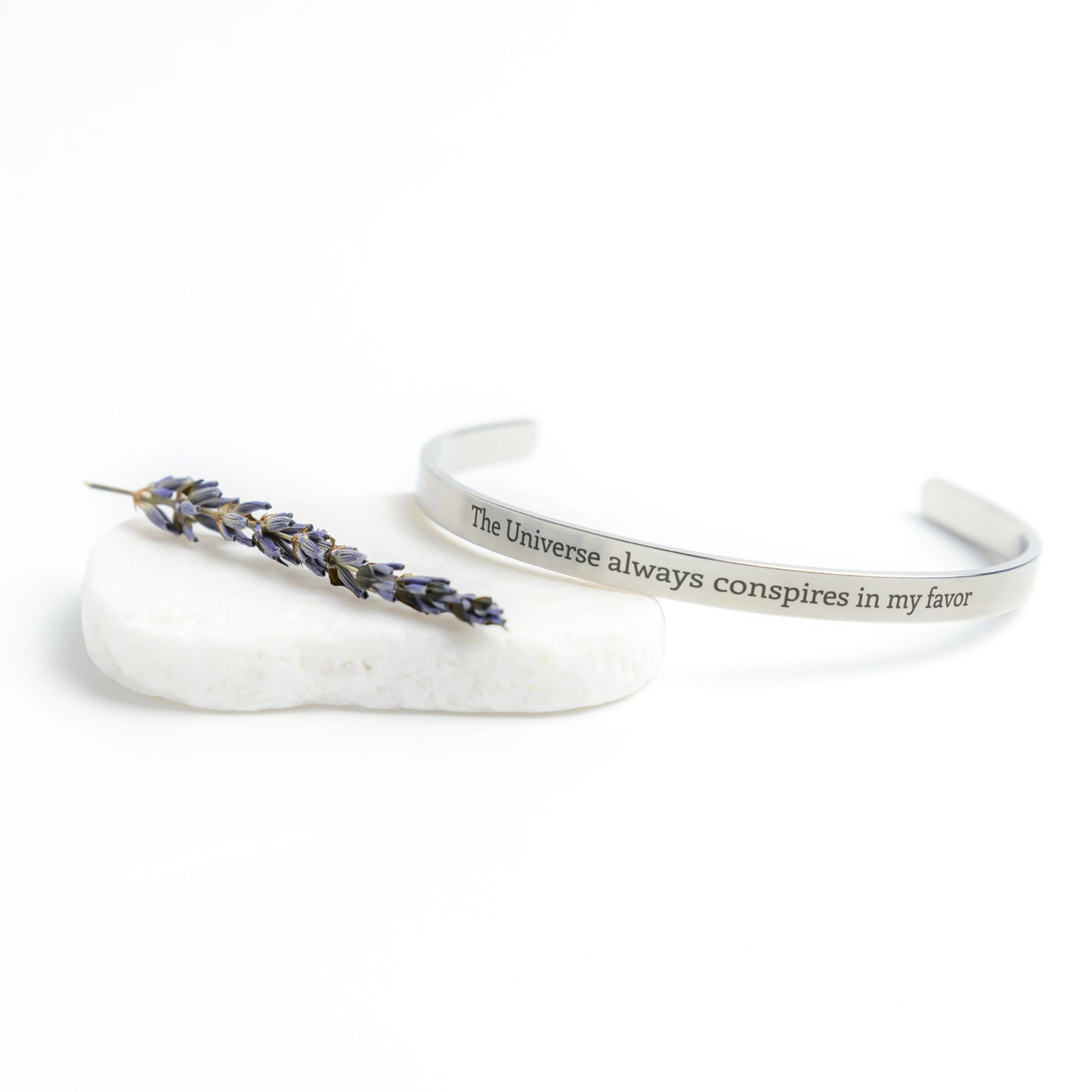 Personalized Cuff Bracelet -  The Universe always conspires in my favor